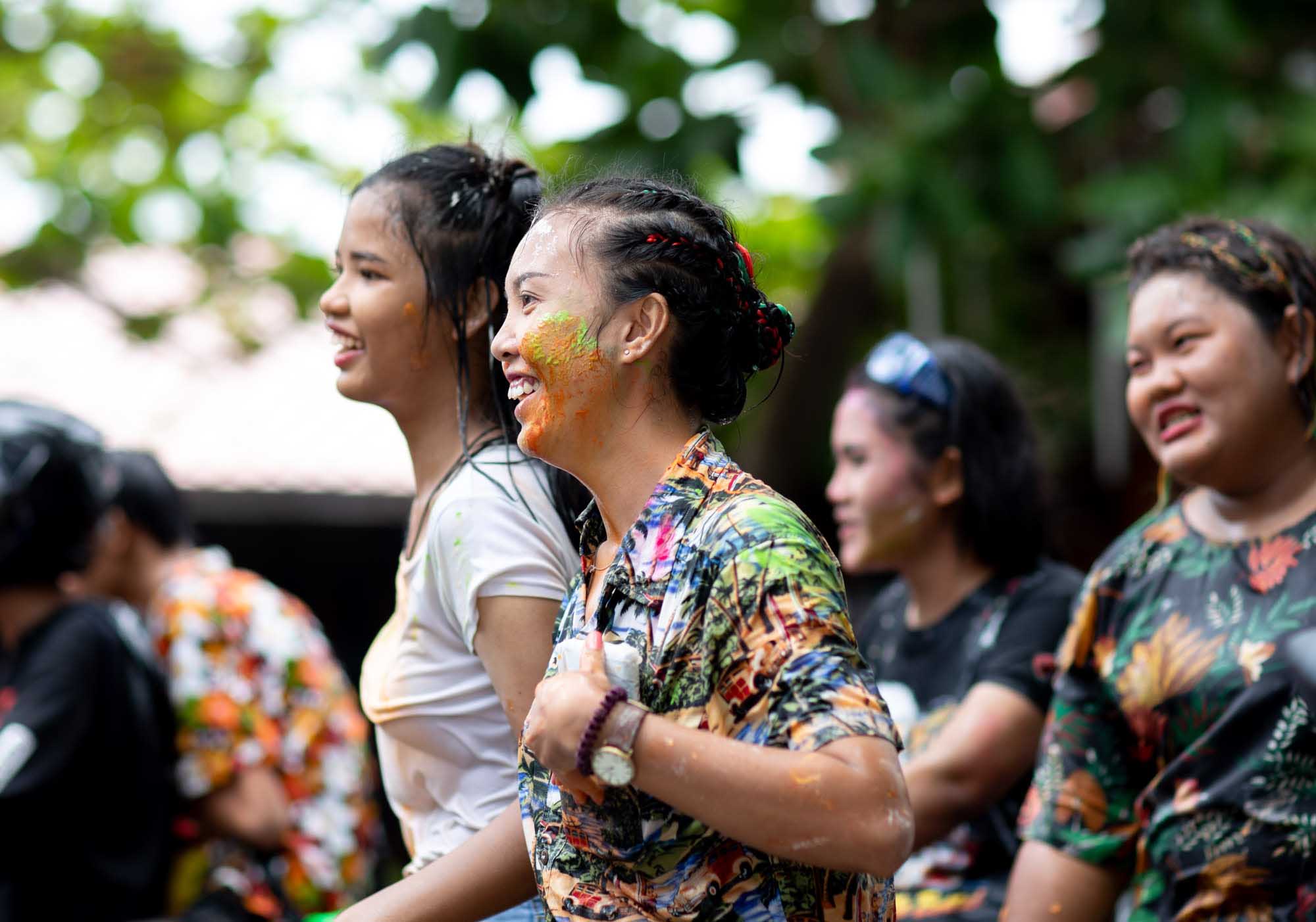 Women having fun at Songkran water festival in Phuket, Thailand